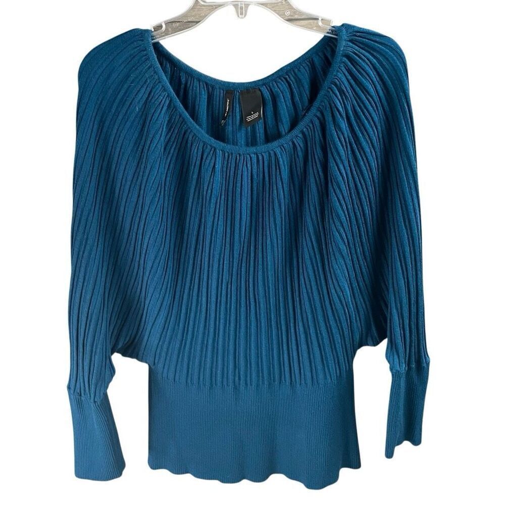 New Directions Women’s Ribbed Knit Sweater Size Large Teal Blue Long Pullover - Picture 2 of 7